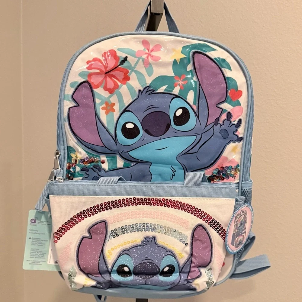 NWT Disney Lilo & Stitch backpack and sequined lunchbox cooler